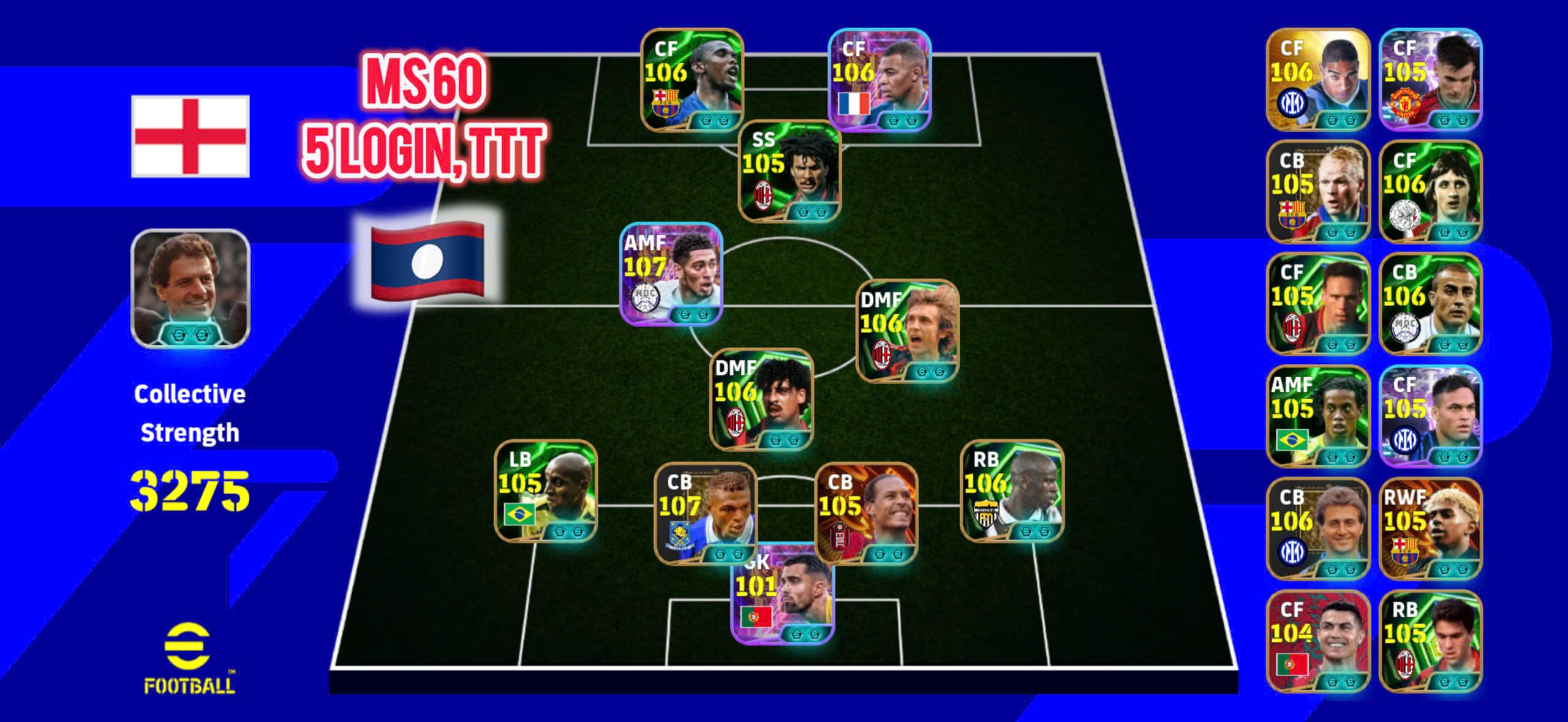 MS60 - Eto, Mbappe, Gullit, Pirlo, Desaily, Thuram, Vandijk, Bellingham...